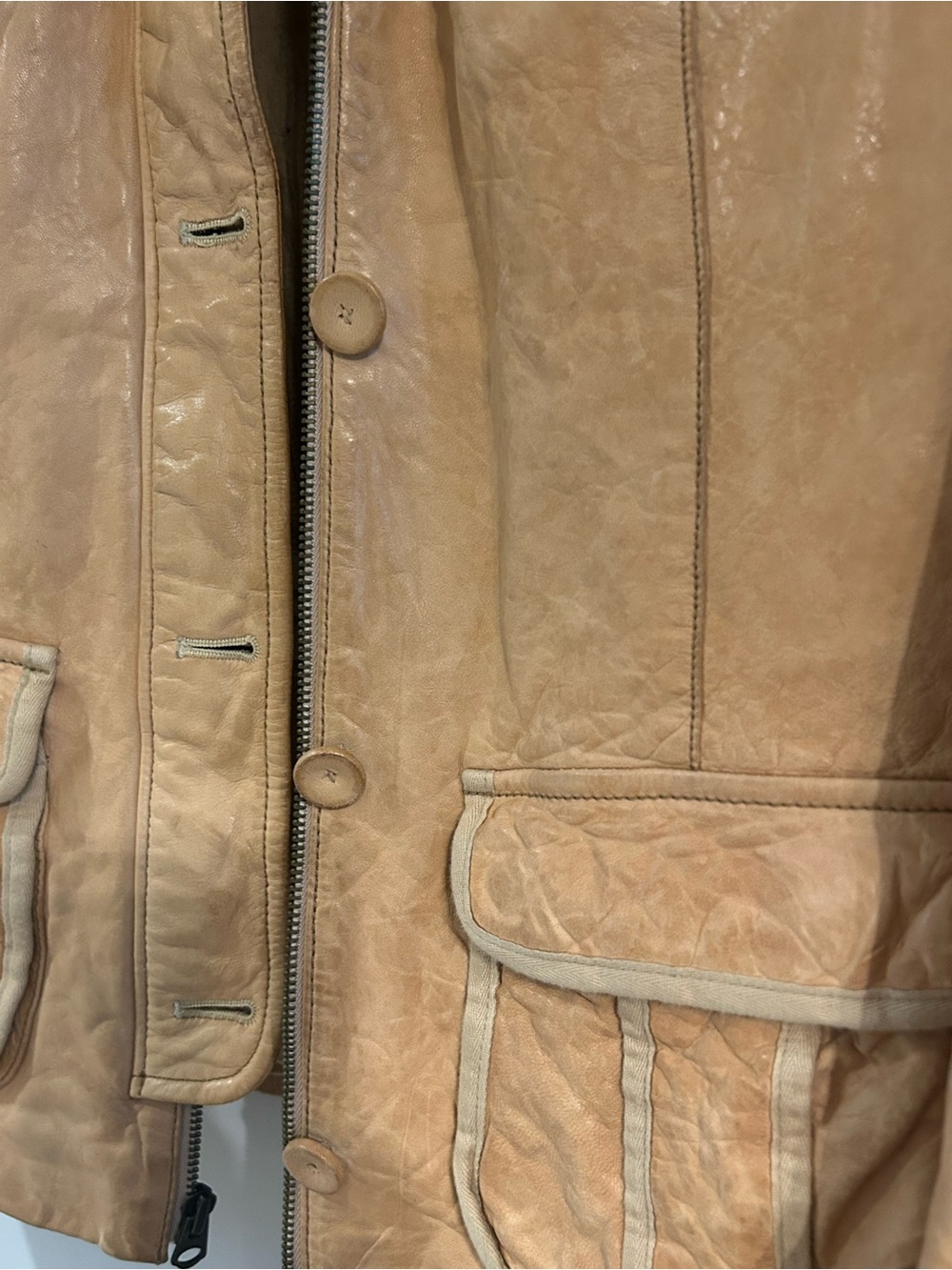 Women’s Butter Yellow Leather Field Jacket - Classic Casual - Picture 6 of 9